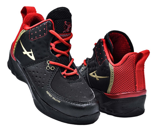 Tenis Unisex Pontiac 6125 Negro Rojo Moda Casual 22 Al 26