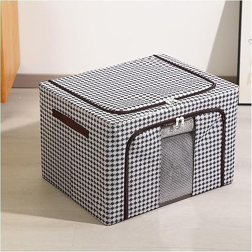 Caja Organizador Ropa Plegable De Metal Tela Almacenamiento Negro Y Blanco