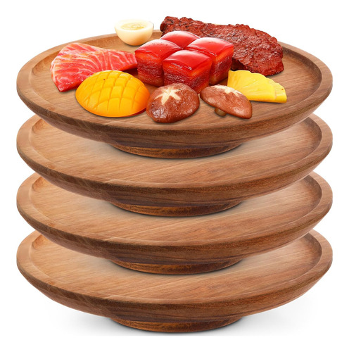 Uiifan Juego De 4 Tocadiscos De Madera Lazy Susan De 10 PuLG