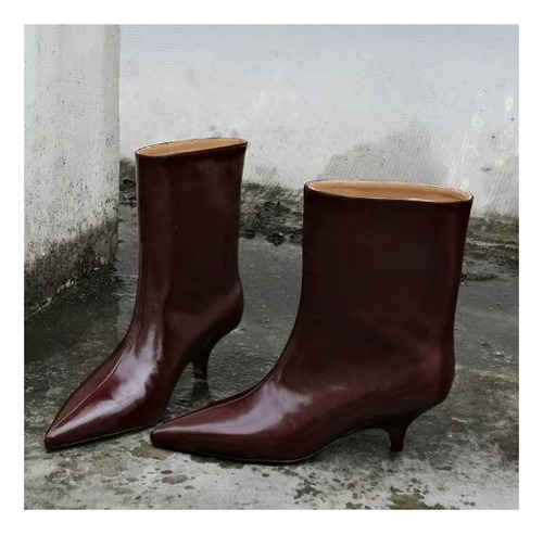 Botas Cortas Vintage Con Punta Puntiaguda Para Mujer