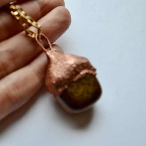 Imagen 4 de 5 de Collar Ojo De Tigre, Cadena De Bronce, Creatividad, Cod1