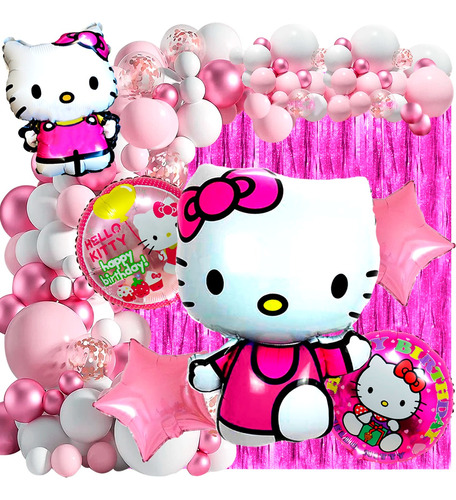 50 Art Globos Hello Kitty Gatita Banderin Kawaii Candy Bar