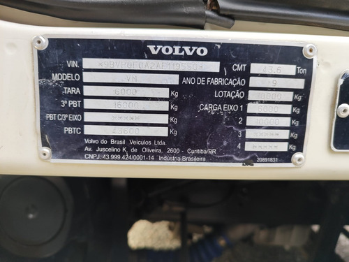 Volvo Vm 310 Ano 2010 Cavalo Mecanico Toco 4x2.