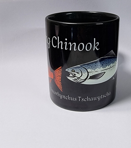 Taza Negra Café O Té Diseños Pesca Deport Salmon 325ml Full