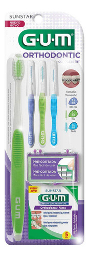 Kit De Higiene Bucal Gum Ortodoncia 6 Piezas