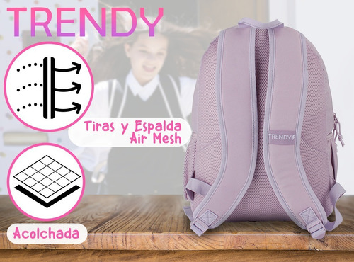 Mochila De Mujer Tela Resistente Liviana Organizador Cartera Color Rosa