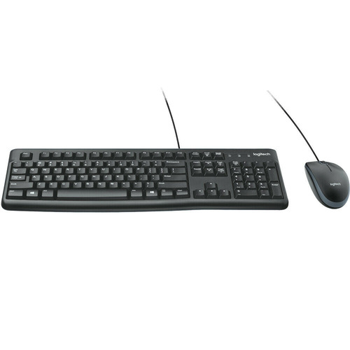 Kit de teclado y mouse Logitech MK120 Español Latinoamérica de color negro