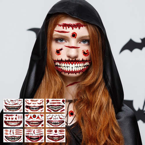 Pegatinas De Caras De Terror Pegatinas Temporales De Hallowe