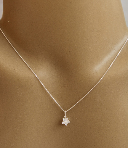 Imagem 6 de 10 de Corrente Colar Ponto Luz Estrela 6mm Prata 925 Cx Veludo