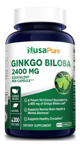 Ginkgo Biloba Leaf 2400 Mg 200 Capsulas Nootropico Cerebral