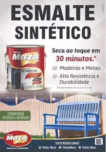 Imagem 3 de 5 de Esmalte Sintético Para Madeira E Metais Branco 3,6lt Maza