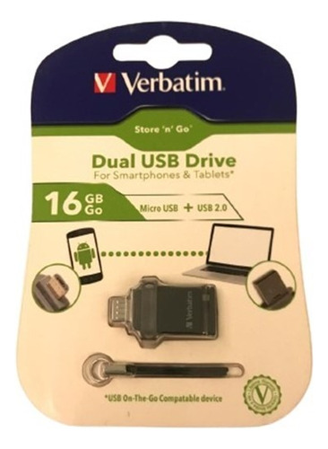 Pendrive 16 Gb + Micro Usb + Usb 2.0 Verbatim