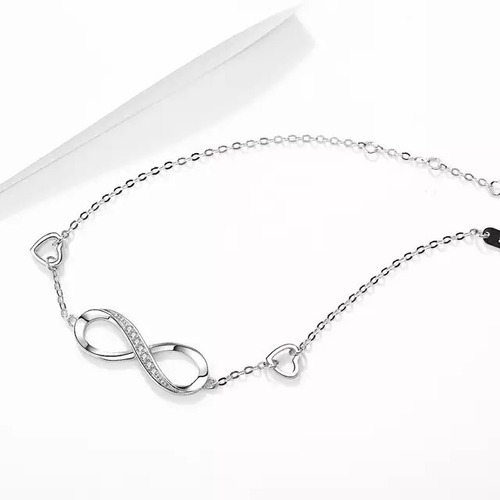 Imagen 4 de 7 de Pulsera Infinito Corazón Plata 925 Mujer Joyas Elegante