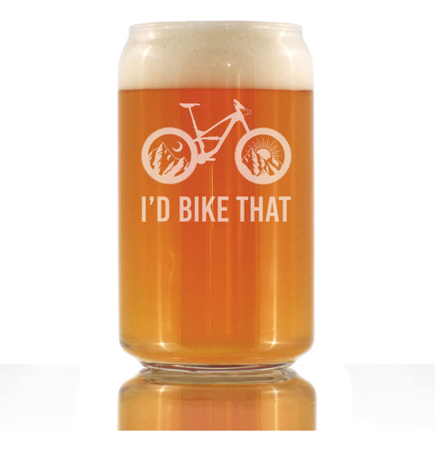 I'd Bike That - Beer Can Pint Glass - Cool Bicycle Themed D.