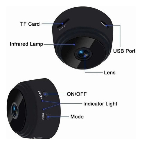 Mini Cámara Escondida Espia Wifi 2 Pices Ip 1080p