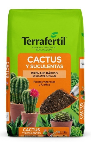 Terrafertil Sustrato Cactus Y Suculentas 5 Lts Mas Drenaje