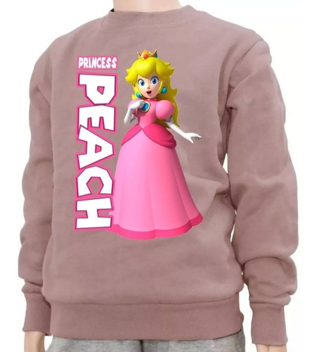 Buzo Felpa Algodon Super Mario Bros Princesa Peach Niñas 