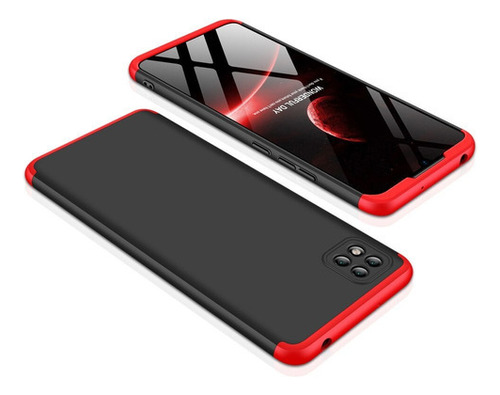 Capa Capinha 360 Fosca Anti Impacto Xiaomi Poco C3 Tela 6.43 Cor Preta com vermelho