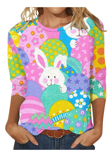 Camiseta Con Estampado De Pascua En Forma De X Para Mujer, M