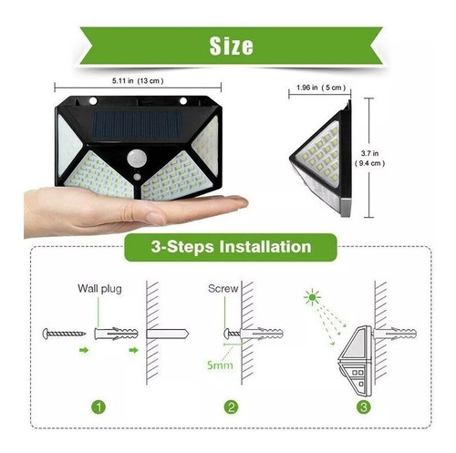 Imagen 5 de 8 de Reflector Solar Led Panel Recargable 100 Leds Luz Lusqtoff