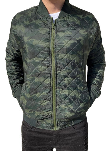 Jaqueta Camuflada Masculina Nylon Bomber Matelassê Premium