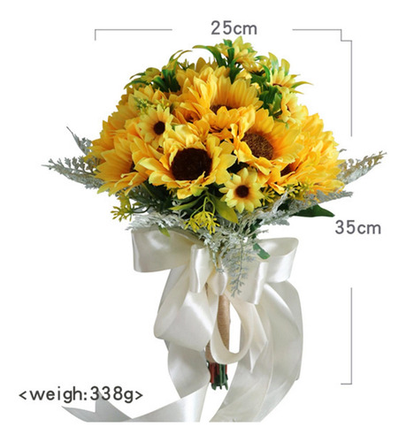 Girasol Hecho A Mano Boda Sosteniendo Ramo Elegante Aspecto