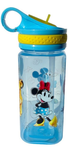 Disney 100 Años - Botella Cuadrada Con Tapa - Celeste - Tita Color Azul