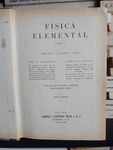 Física Elemental Tomo 1 J. Fernández E. Galloni Sexta Edicio