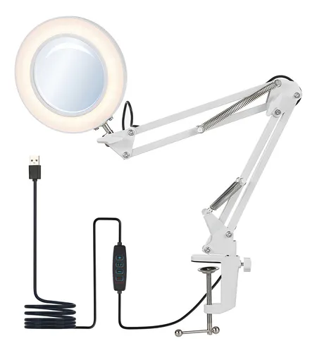 Lupa Con Mesa De 10 Niveles De Lámpara Y Led De Brillo Color De La Luz Blanco