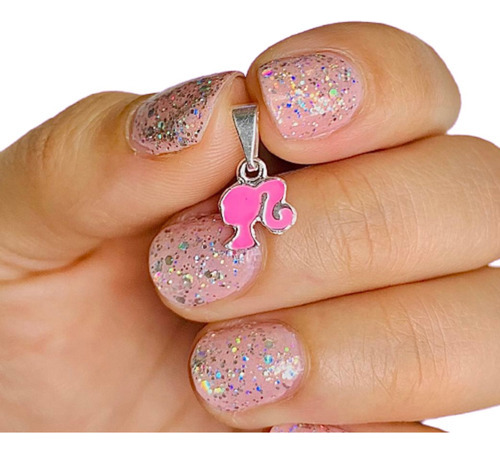 Dije Silueta Barbie Esmaltado De Plata Regalo Femenino D 6 