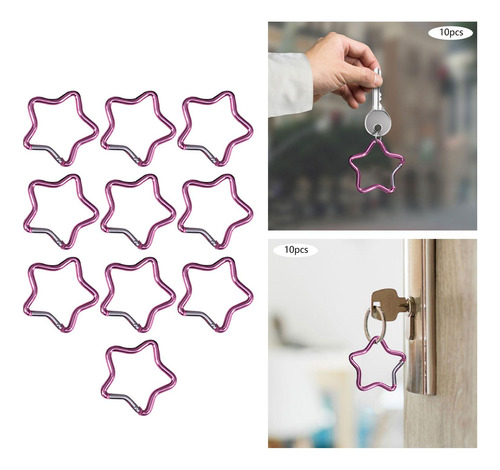 10 Mosquetones En Forma De Estrella De , Clip De Rosa Claro