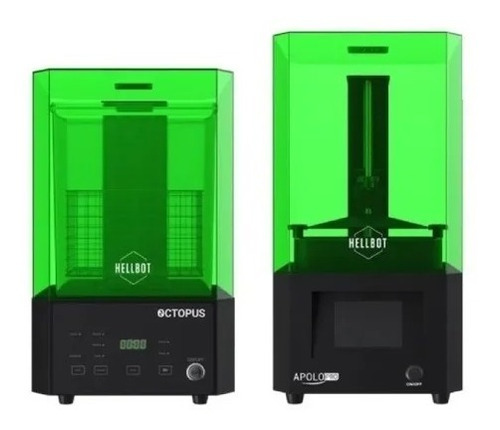 Impresora 3d Apolo Pro2k + Maquina De Lavado Octopus Hellbot Color Verde Y Negro