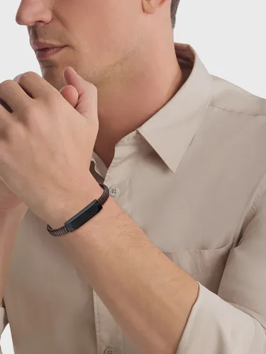 Pulsera De Cuero Metal Logo Café Calvin Klein