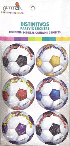 Distintivo Sticker Cumpleaños Futbol Fiesta C/24pz 0dep0