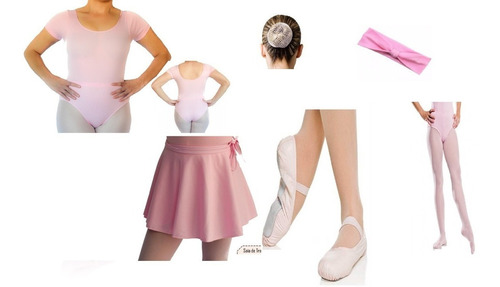 Roupa Completa Para Ballet Infantil Aula Ensaios Kit