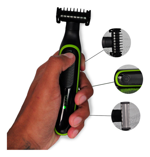Barbeador Shaver Profissional Aparador Dupla Face Led 500mah Cor Preto 110v/220v