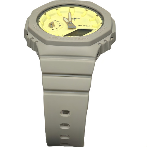 Reloj Casio G-shock GMA-S2100NC-4ADR, correa de protección con núcleo de carbono, bisel gris, fondo amarillo