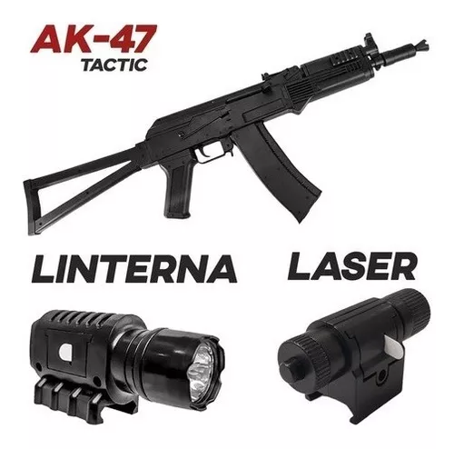 Rifle Fusil Airsoft Ak47 Replica Resorte Laser Linterna dispara 6