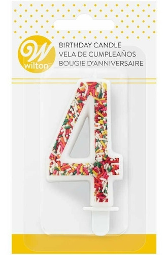 Vela Cumpleaños Diseño Granillo Colores Número Cuatro Wilton