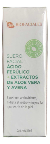 Suero Facial Ácido Ferulico + Extractos De Aloe Vera Y Avena Momento de aplicación Día/Noche Tipo de piel Todo tipo de piel