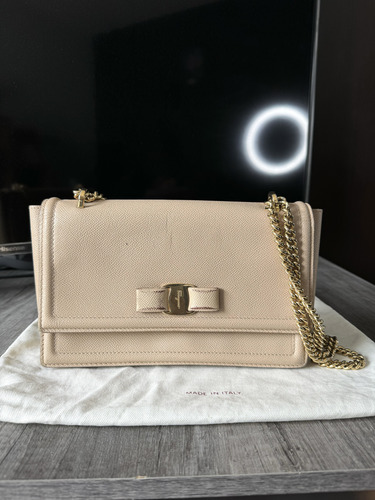 Bolsa Ferragamo Crossbody (original) Rosa Pálido Lisa Oro Oro (Usado)