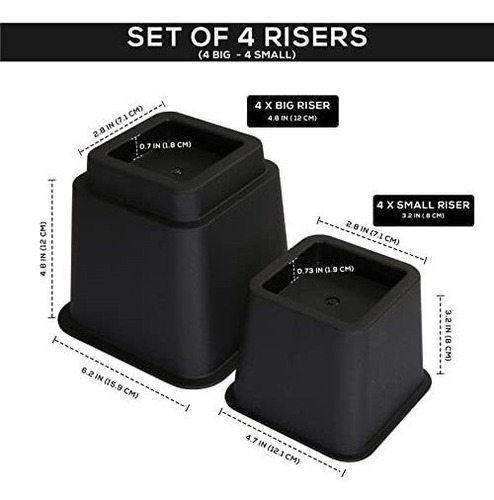 Imagen 4 de 8 de 4 Suplementos Para Muebles Ajustables Cama-sofa-mesa Negro