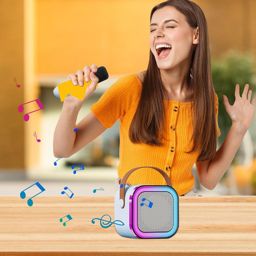 Altavoz Portátil Karaoke Con Luces Coloridas Y Micrófono