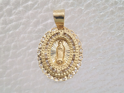 Medalla Oro De 10k Virgen Guadalupe Oro Cadena Regalo 006