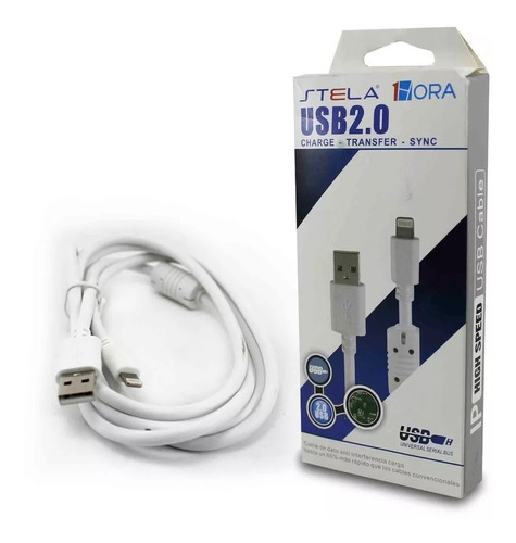 10 Cable Marca 1hora Para iPhone 1.5m Carga Rapida 2.1a Rudo