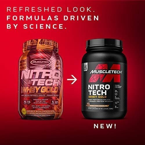 Suplemento en polvo MuscleTech Nitro Tech 100% Whey Gold proteína sabor french vanilla crème en pote de 2.27kg