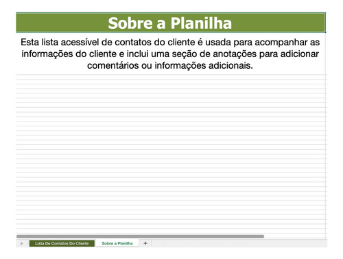 Planilha Lista Basica De Contatos De Clientes Em Excel