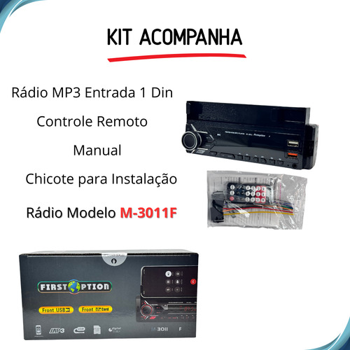 Rádio Mp3 1 Din Com Suporte Celular Onix 2016 2017 2018 2019