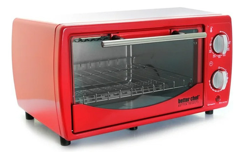 Horno Tostador Eléctrico 9 Litros Hornear Asar Pan Rojo