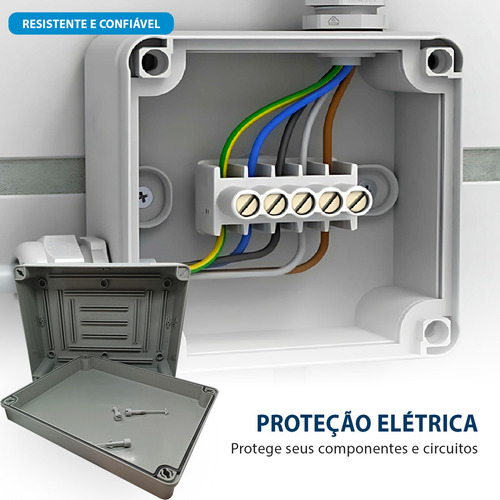 Caixa Passagem Cinza Vedada Eletrica Cftv 240x190x90mm